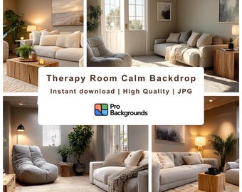 Private Therapist Office Zoom Background Digital Download, Cozy Counseling Room Virtual Background for Telehealth Sessions