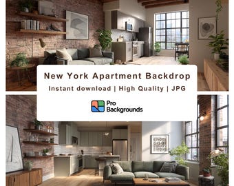 NYC Apartment Zoom Background | Loft Interior, Brick Wall (Digital Download)