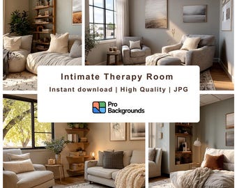 Private Therapist Room Zoom Background Digital Download, Safe Counseling Space Virtual Background for Telehealth Sessions