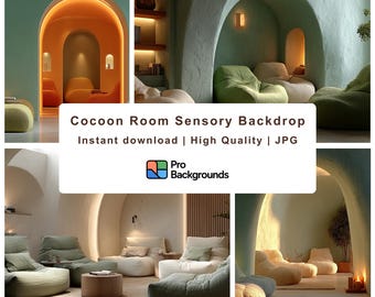 Cocoon Sensory Therapy Room Virtual Background | Trauma-Informed Teletherapy Zoom Background | Calming Safe Space for Therapists JPG