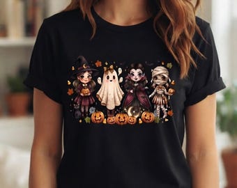 Halloween Clipart PNG, Witch Ghost Vampire Mummy, Kawaii Chibi Style, Kids Craft, Halloween Party, Digital Download