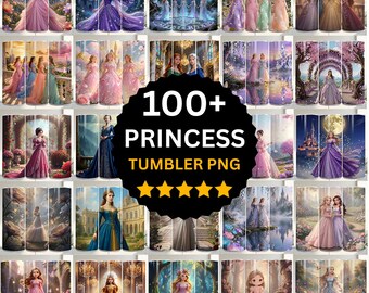 100+ Princess Tumbler Wrap Bundle, 20oz Tumbler PNG, Wraps Design, Digital 20 oz Skinny Tumblers Design Template, Cartoon Princess floral