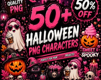 50+ Halloween Png Characters, Horror & Spooky Clipart, Trick Or Treat,  Retro Halloween  Bundle, Summerween  Bundles