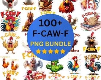 100+ Trendy Funny F-Caw-F Chicken Bundle PNG, Screaming Chicken Svg, Meme Farm Animals, Chicken Rooster Meme Cliparts