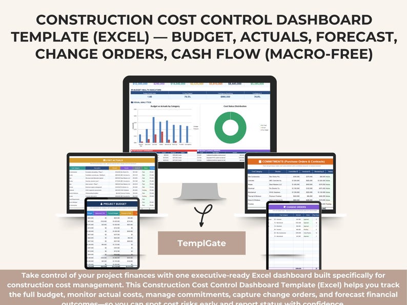 Construction Cost Control Dashboard Template (excel) — Budget, Actuals ...