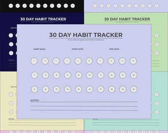 Minimal 30-dagars vanespårningspaket, utskrivbar PDF-planerare