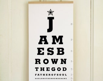 The James Brown Eye Test Chart. Limited Edition Canvas Print Artwork.