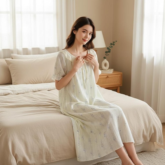 summor cotton night dress Summer Nightgown for Women, Lightweight Short Sleeve Lounge Dress, Spring Sleepwear Gift for Mother Day Holidays knee length summer cotton night suit for ladies Buy Phase Eight Black mlp:mens-shirts airy and effortlessly soft Size:7,5