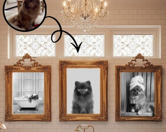Custom Pet Bathroom Art Printable – Personalized Pet Portrait Bathroom Decor – Digital Download