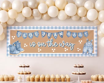 Blue Jean Baby Shower Banner | Denim Boy Party Decor (Digital Download)
