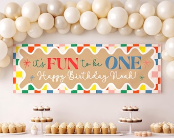 Fun to be One Birthday Banner | Kids Party Decoration (Digital Download)