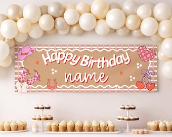 Disco Cowgirl Nashville Birthday Banner Template | Editable Canva Design (Digital Download)