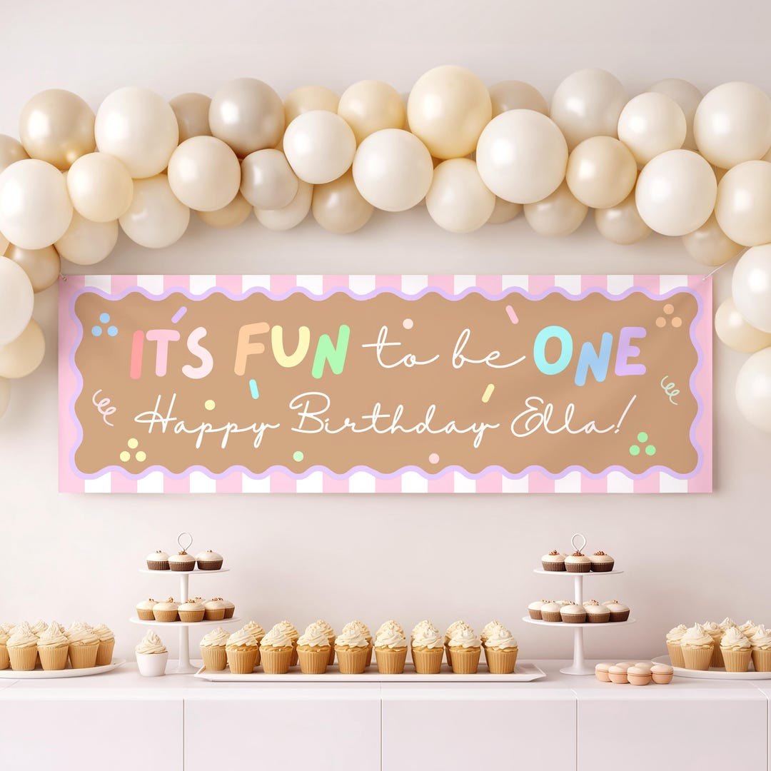 First Birthday Banner | Fun to Be One Party Decoration (digital ...