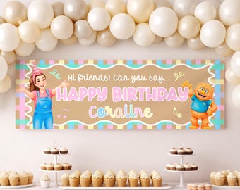 Editable Birthday Banner, Ms Rachel First Birthday Backdrop, Preschool Party Decoration (Digital Download)