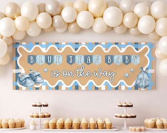 Blue Jean Baby Shower Banner | Denim Boy Party Decor (Digital Download)