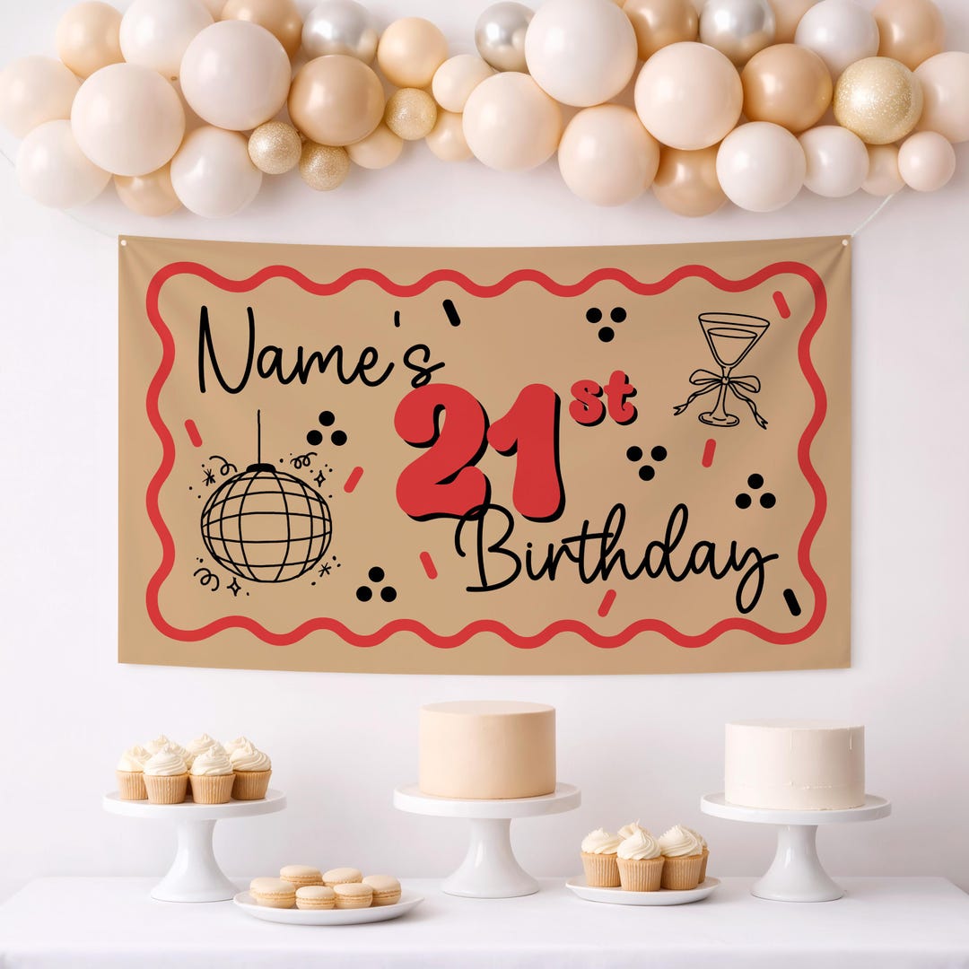 Twenty First Banner Twenty One 21st Birthday Banner Template | Editable Canva Banner ...