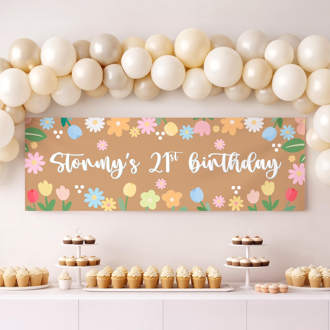 Twenty First Banner Twenty One 21st Birthday Banner Template | Editable Canva Banner ...