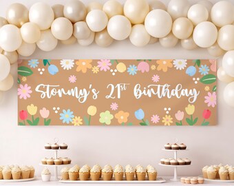 Twenty One 21st Birthday Banner Template | Editable Canva Banner | 72x24 Inches | Instant Digital Download