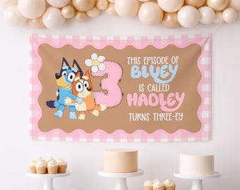 Blue Dog Birthday Banner Template | Customizable Canva File (36 x 60) (Digital File)