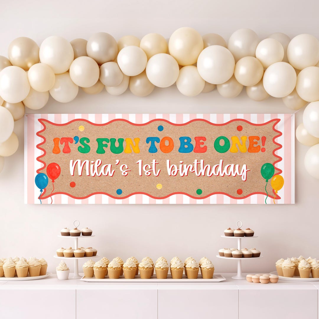 First Birthday Banner | Fun to Be One Party Decoration (digital ...