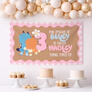 Plantilla de pancarta de cumpleaños de perro azul / Archivo Canva personalizable (36 x 60) (Archivo digital)