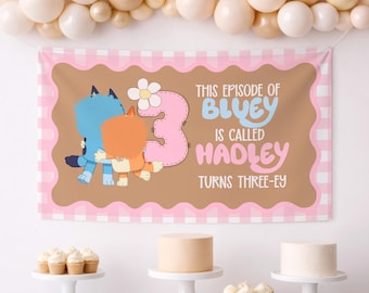 Blue Dog Birthday Banner Template | Customizable Canva File (36 x 60) (Digital File)