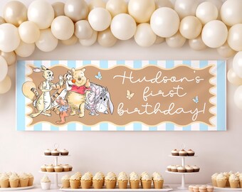 Winnie the Pooh Birthday Banner | Hunny Pot Theme, All Characters (Digital File)