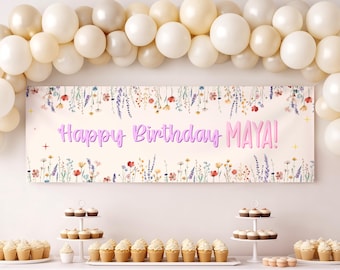 Editable Floral Birthday Banner | 6ft Walgreens Template (Digital Download)