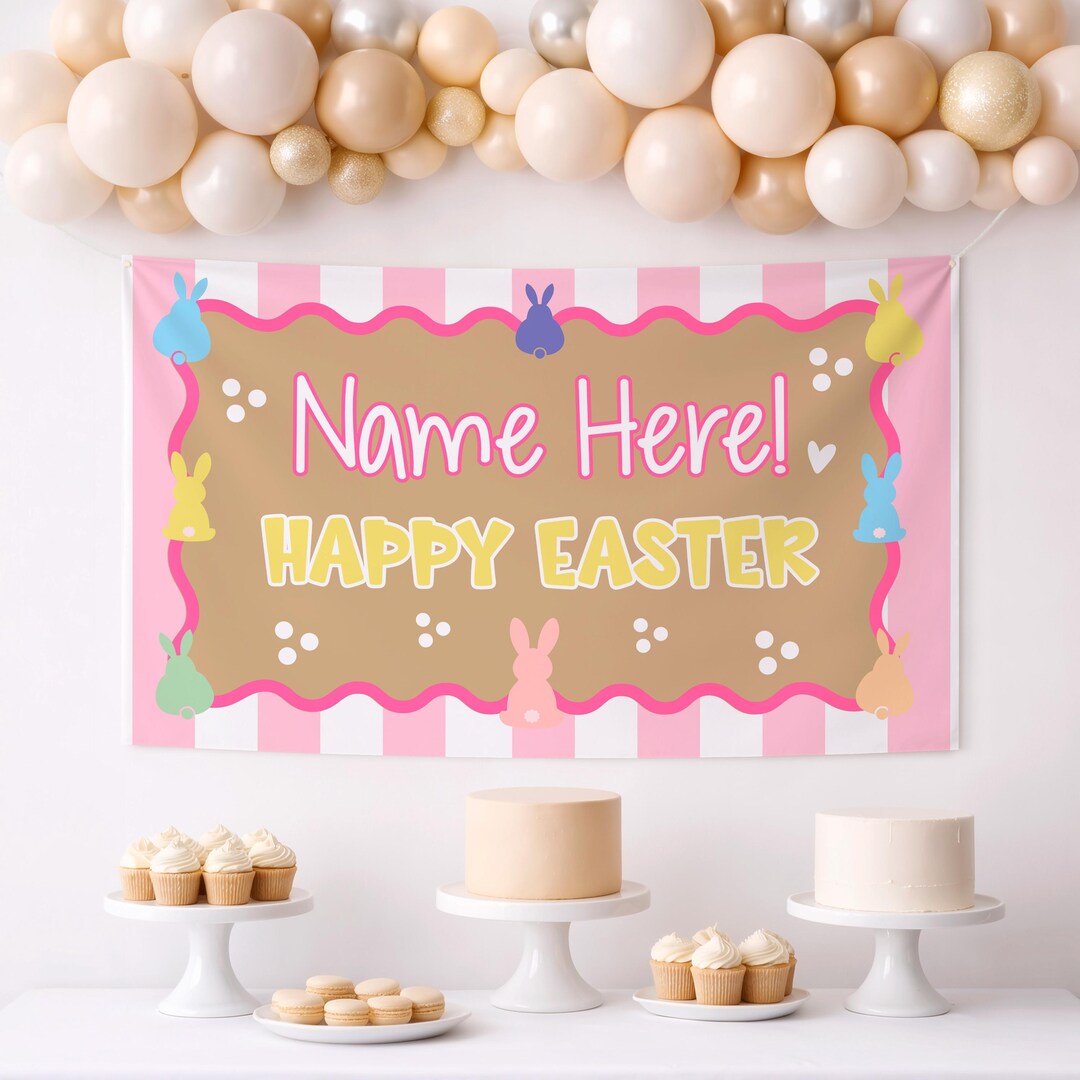 Editable Easter Banner Templates – Pastel Bunny Spring Party ...