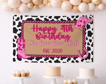 Pink Cowgirl Banner Templates | Digital File Only | Disco Cowgirl Theme