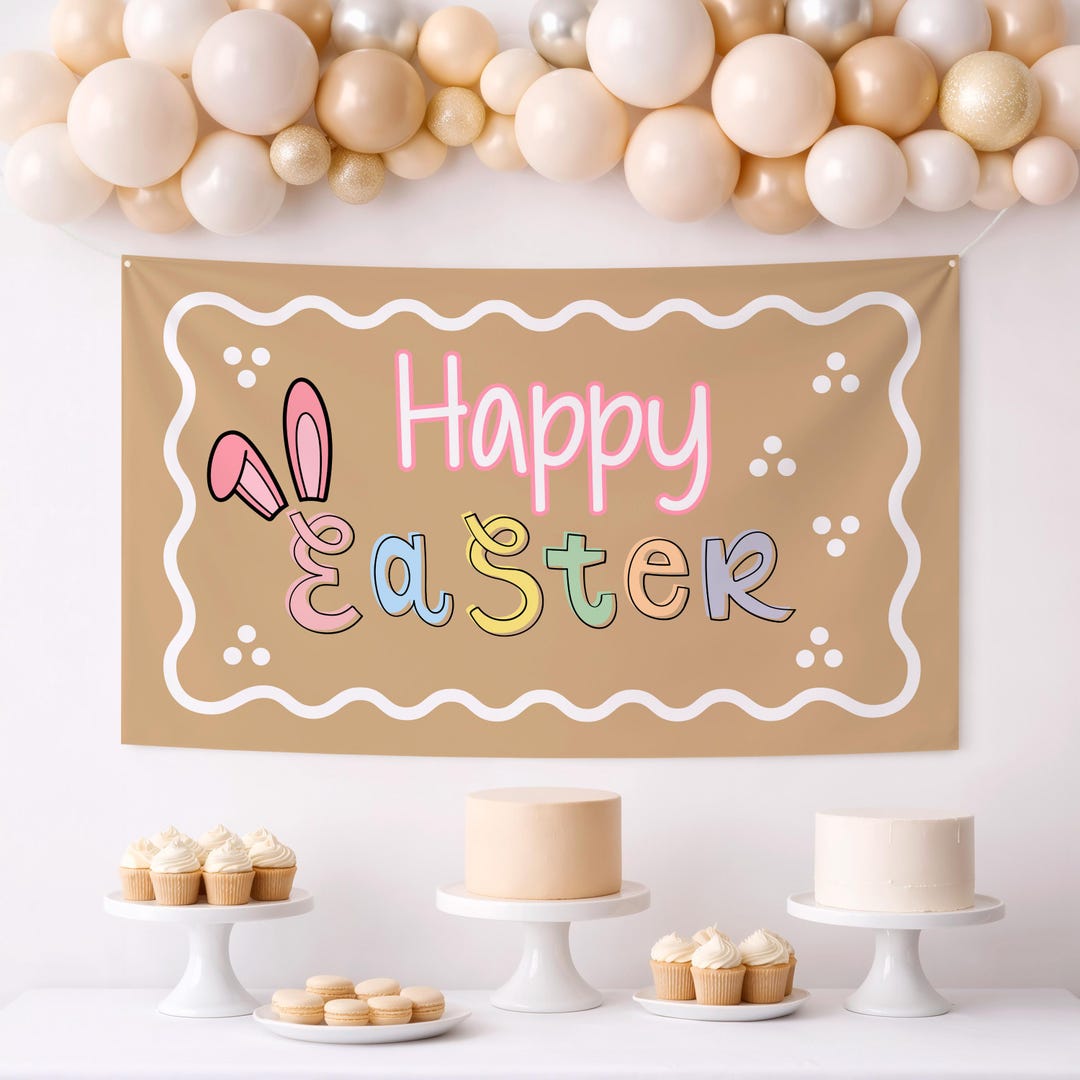 Editable Easter Banner Templates – Pastel Bunny Spring Party ...