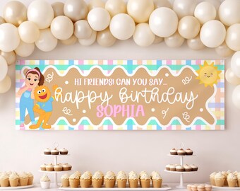 Ms Rachel Birthday Banner, Editable First Birthday Backdrop (Digital Download)