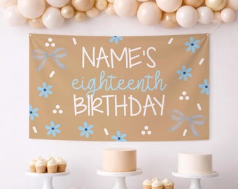Custom Watercolor Birthday Banner, Personalized 18th, Artistic Backdrop (60x36 inches)