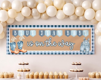 Blue Jean Baby Shower Banner | Denim Backdrop | Boy Party Decor (Digital Download)