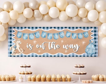 Blue Jean Baby Shower Banner, Rustic Denim Backdrop (2x6 ft, Digital Download)