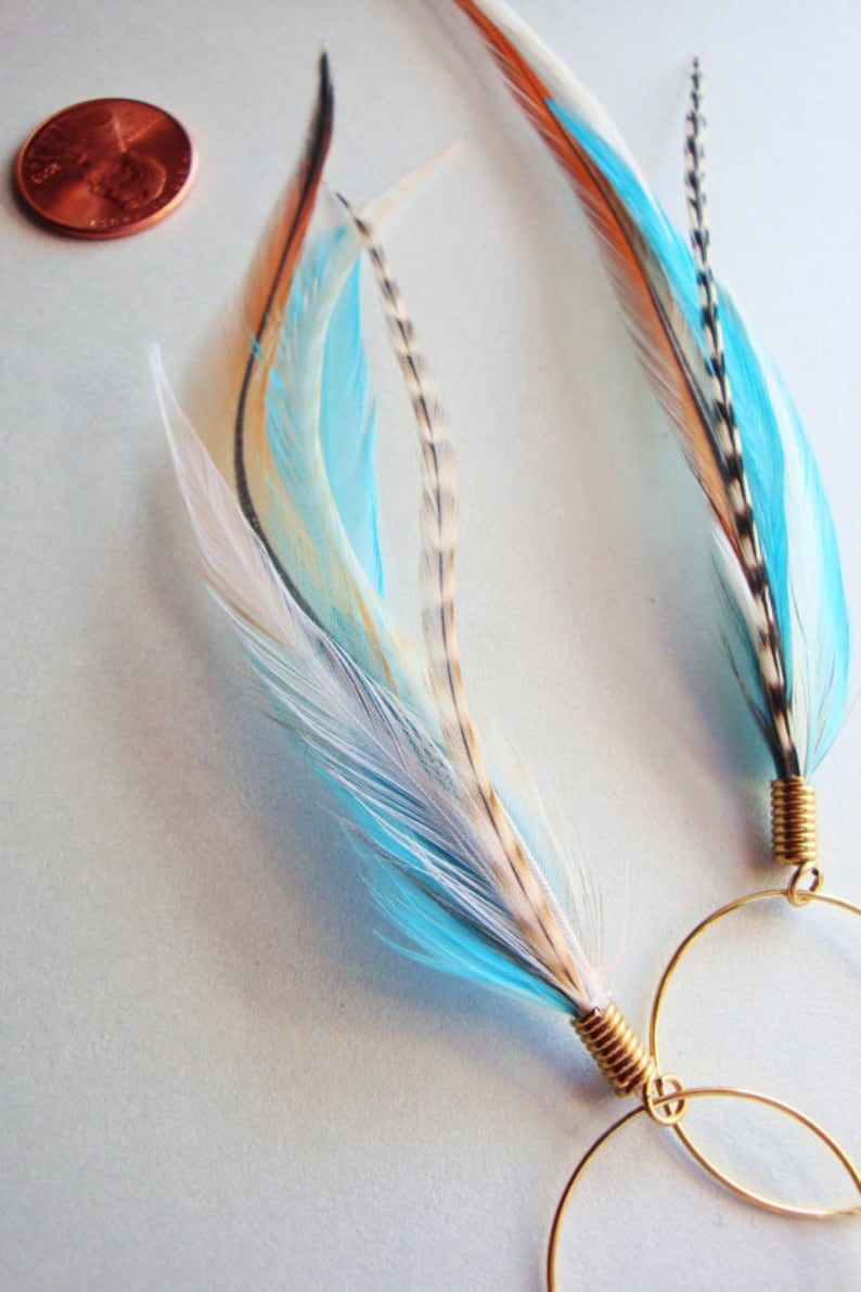 Kingfisher Blue Feather Earrings image 2