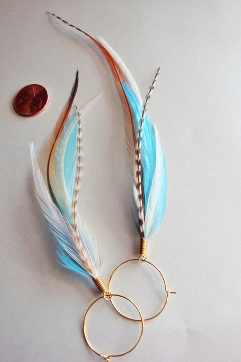 Kingfisher Blue Feather Earrings image 1