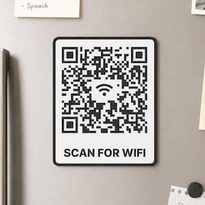 Magnetic WiFi QR Code Sign | Scan for Guest Access | Airbnb Fridge Magnet