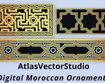 Moroccan Ornament Designs – Digital Pack 3  Svg,Dxf,Png,Pdf Eps cnc