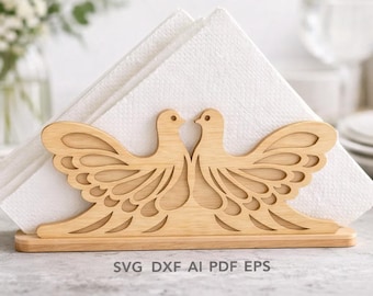 Dove Napkin Holder SVG Laser Cut File | Wedding Table Decor | CNC Wood