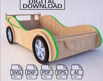 Digital CNC File  Wooden Sports Car Bed Design for Kids