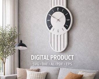 Wall Clock Laser Cut SVG | CNC Wood Clock | Instant Download