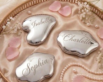 Personalized Compact Mirror, Custom Bridesmaid Gift, Engraved Silver Pocket Mirror, Bridesmaid Proposal Box Idea, Bridal Party Favor