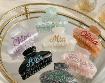 Custom Bridesmaid Proposal Gift, Personalized Pearl Hair Claw, Wedding Party Favors, Maid of Honor Gift, Bachelor Party Gift