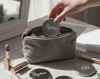 Personalized Compact Mirror for Bridesmaid Gift, Engraved Name Pocket Mirror, Custom Maid of Honor Gift, Mother of the Day Gift