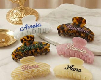 Personalized Name Hair Clip, Custom Acetate Claw Clip with Bling Name, Birthday Gift for Her, Best Friend Gift, Trendy Hair Accessories