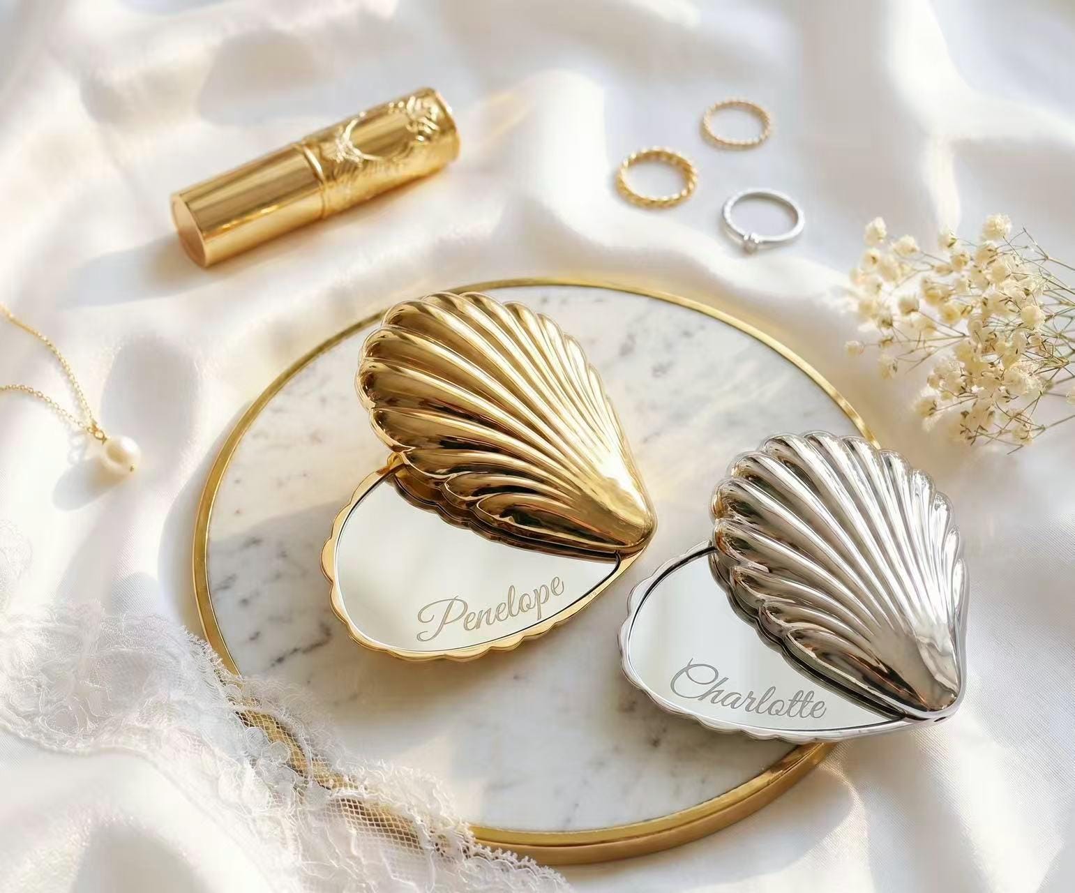 Vintage Shell Compact - Etsy