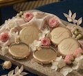 Personalized Gold Compact Mirror, Engraved Initial Makeup Mirror, Luxury Bridesmaid Gift, Custom Gold Pocket Mirror for Wedding,Gift for Her product logo