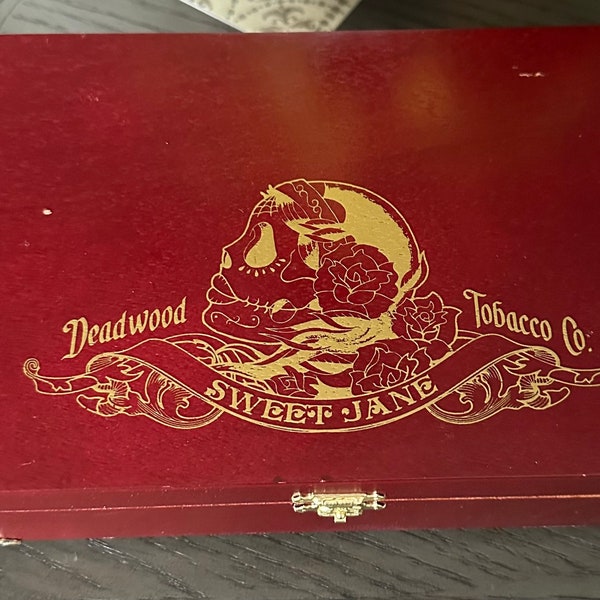 Sweet Jane's repurposed jewelry box, solid wood-authentic Sweet Jane cigar box repurposed in to a jewelry box