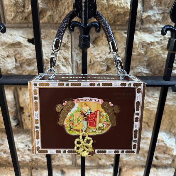 Romeo Y Julieta Autumn Top Handle Handbag/Purse-(repurposed/upcycled cigar box)